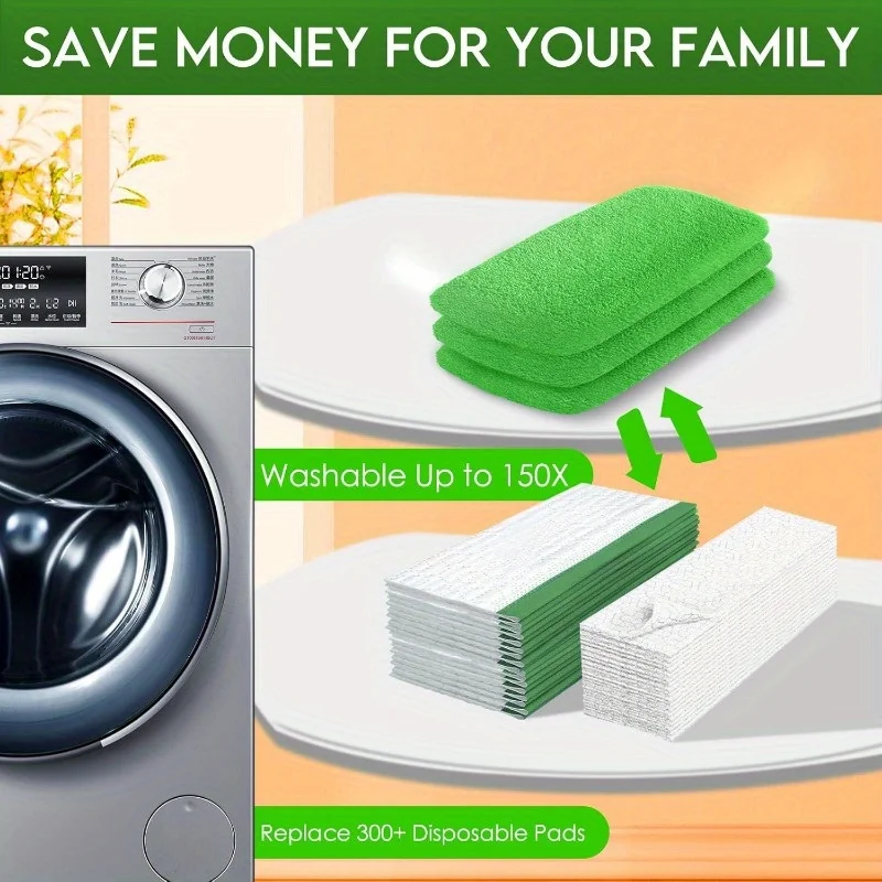 Reusable Ultra-fine Fiber Mop Pads, Excellent Water Absorption, Strong Adhesion Replacement Cleaning Pads Compatible with Most S 6
