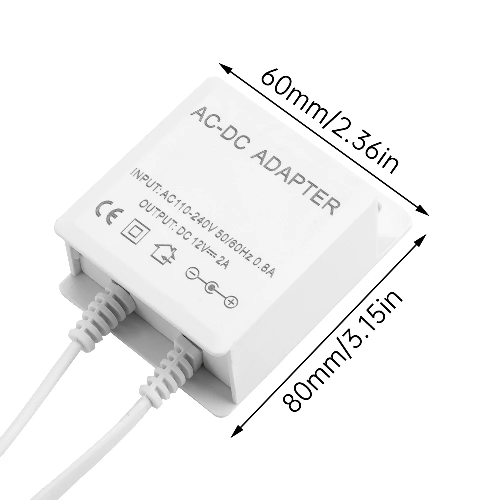 Power adapter AC 100-240V To DC 12V 2A Outdoor Waterproof EU/US Plug 5.5mm*2.1/2.5mm Interface For Camera LED Strip