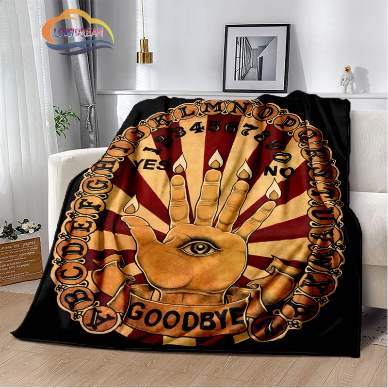 Satanic Gothic Witchcraft Blanket Ouija Board with Hands Occultism Flannel   Soft Four Seasons Portable Camping  3