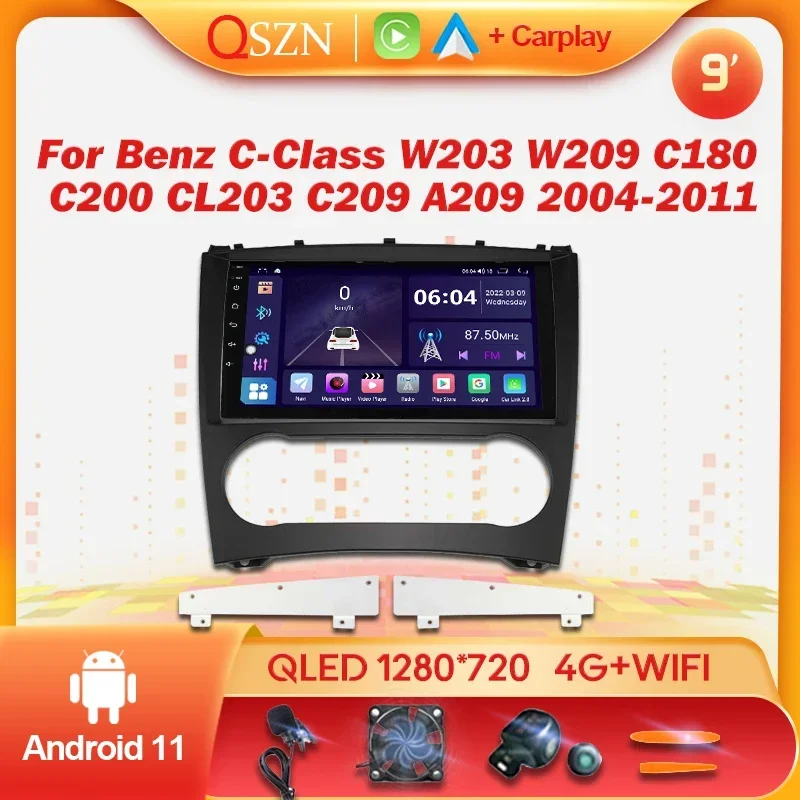 

9 ''Android 13 автомобильный радиоприемник для Benz C-Class W203 W209 C180 C200 CL203 C209 A209 2004-2011 мультимедийный видеоплеер Carplay