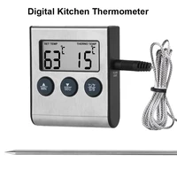 Digital BBQ Thermometer Probe Temperature Cooking Oven Meter Grill Timer Function New Meat Kitchen Food Stainless Steel 2