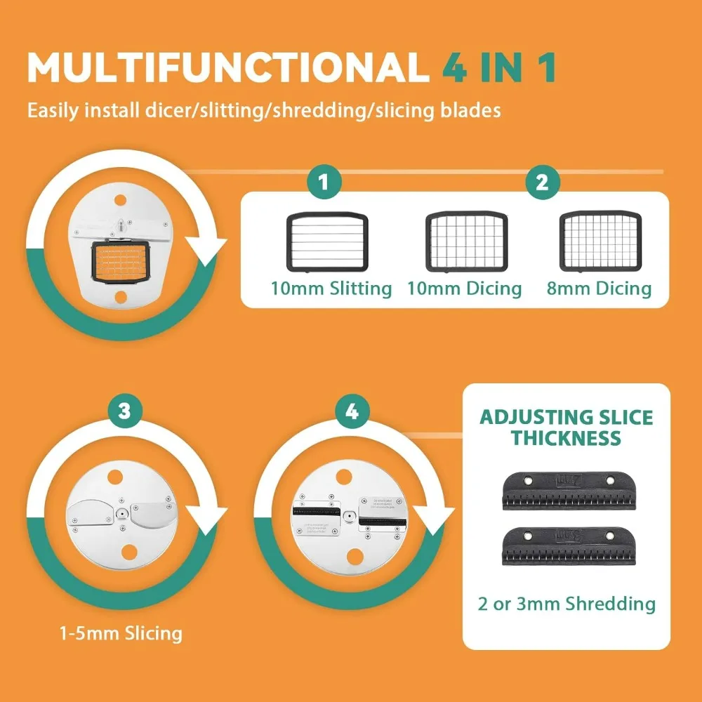 All-in-One Commercial Grade Vegetable Chopper: Automatic Dicer, Slicer, Shredder, and Strip Cutter for Various Vegetables Includ