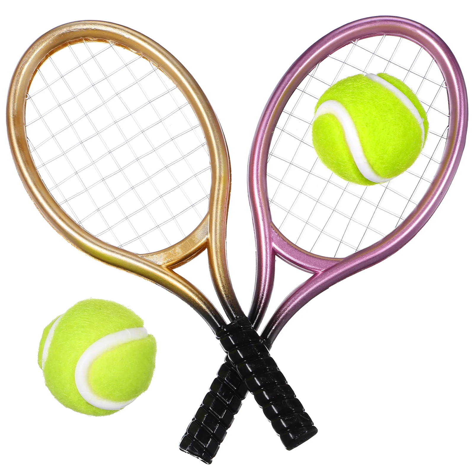 

2 Sets Tennis Racket Decorative House Racquet Accessories Mini Supply Miniature Child