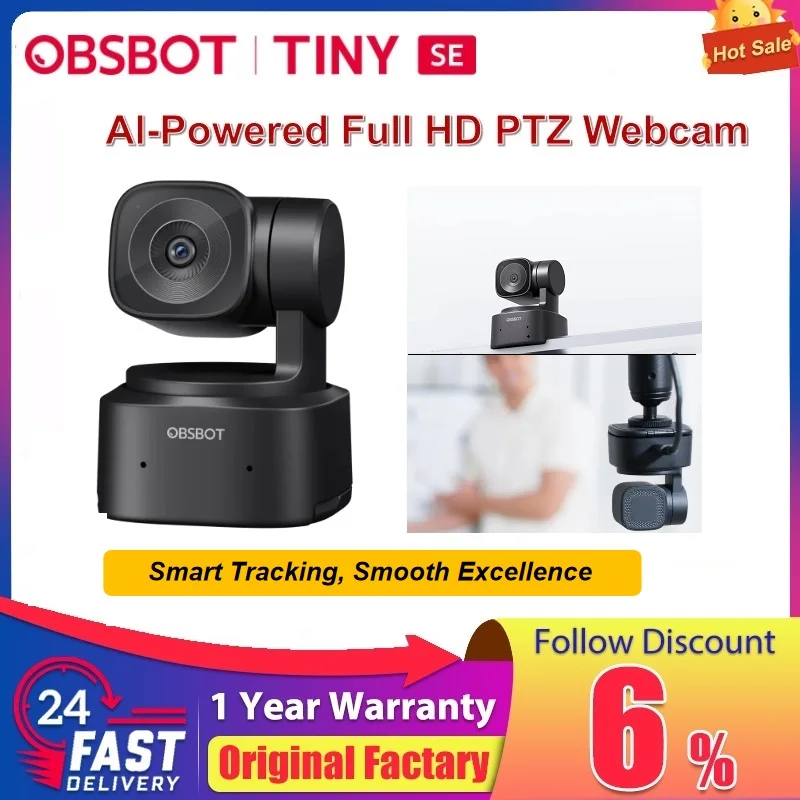 OBSBOT TINY SE Al-Powered Full HD PTZ 1080P Webcam built-in microphone Zone Tracking