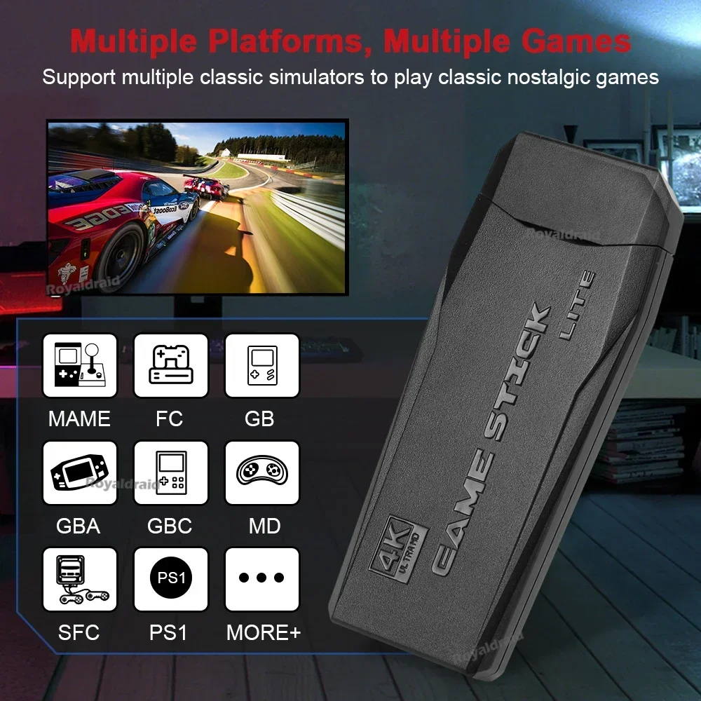 M8 Game Stick 4K TV Video Game Console Built-in 20000+ Games 2.4G Dual Wireless Handle 64GB 3D Games for PS1 SFC video game console game console video game stick