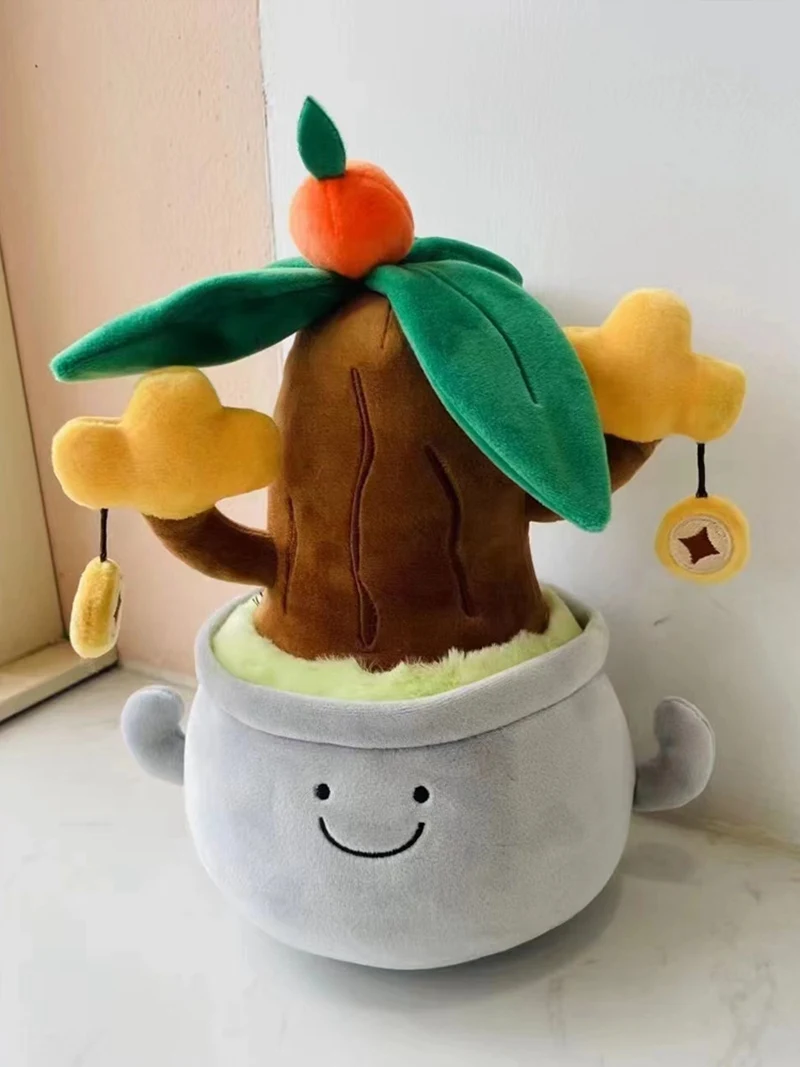 녹색 소나무 식물 봉제 인형 장난감, 행운의 풍부한 나무, 부드러운 키 체인, 새로운 집 이전 선물, 사무실 책상 장식 소품