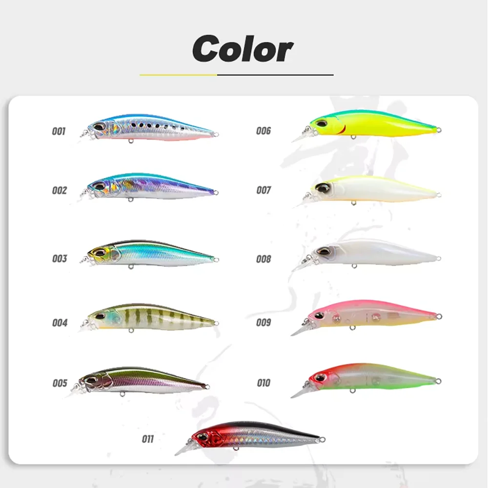 D1 Minnow Angelköder 77 mm/8,4 g Aussetzung 65 mm/5 g sinkende künstliche Hartköder-Wobbler für Trolling-Bass-Forellengerät – Detail 11