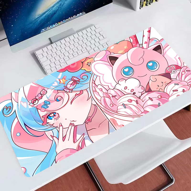 Mouse pad P-pokemon Jigglypuff large keyboard Mousedesk pad non-slip rubber gaming Mousepad laptop mouse carpet Game table mat 5