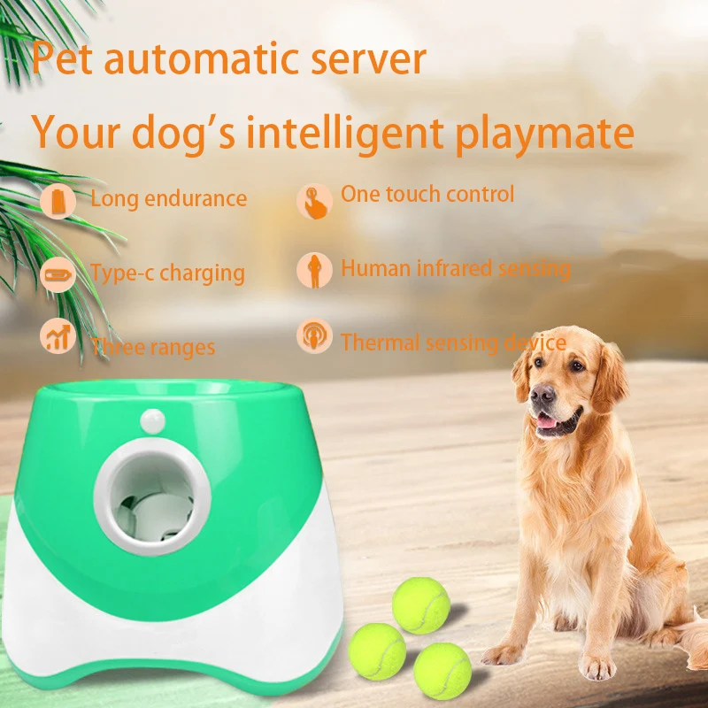 Lanzador automático de tenis para perros, dispositivo de lanzamiento de pelotas  para mascotas, Sección de emisión de 3/6/9m con 3 bolas de entrenamiento para  perros - AliExpress