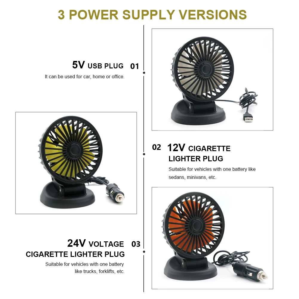 Chaohua Ventilateur de voiture à double tête 24 V