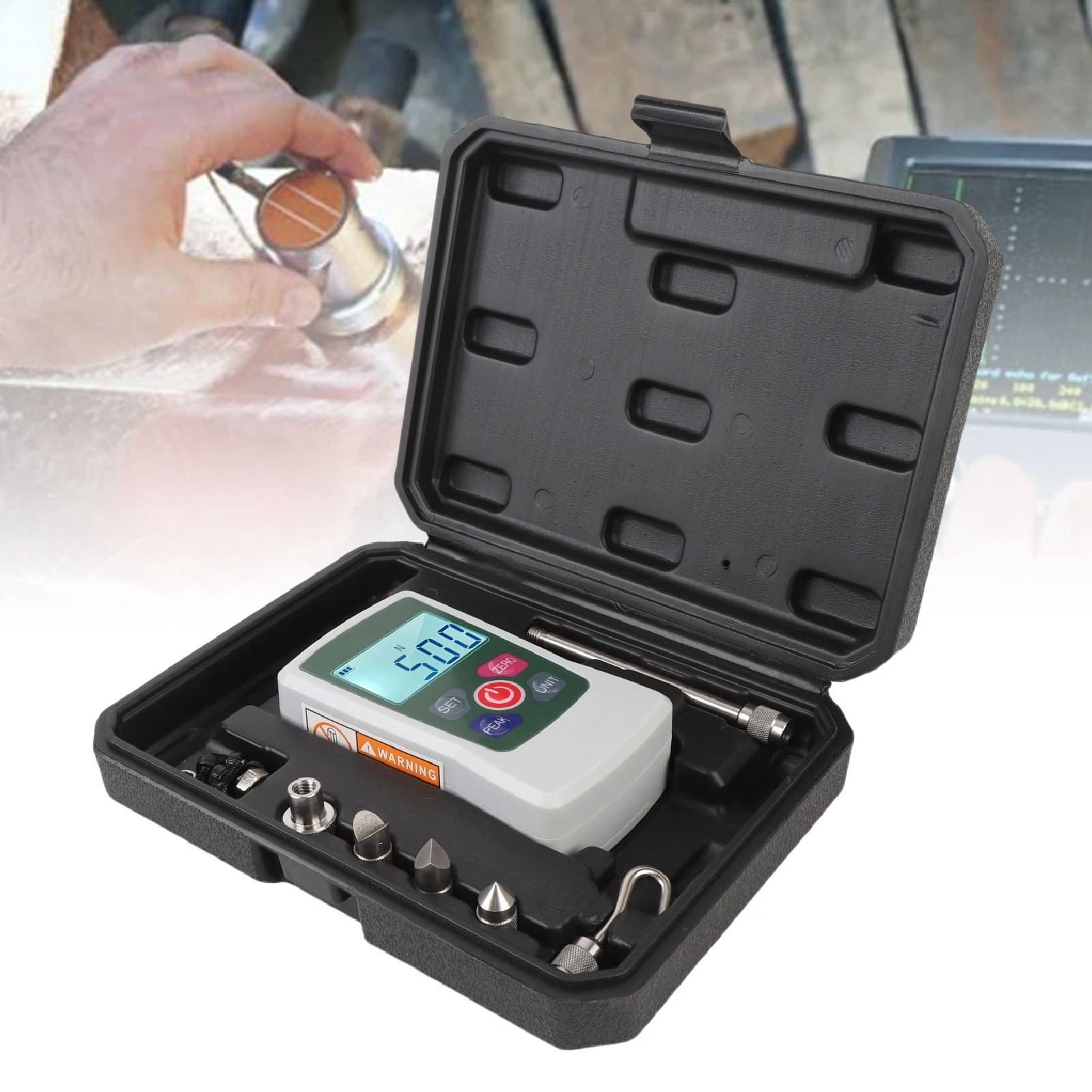 디지털 힘 측정기 100N 푸시 풀 테스터(백라이트 스크린 포함) 4개 단위 고정..