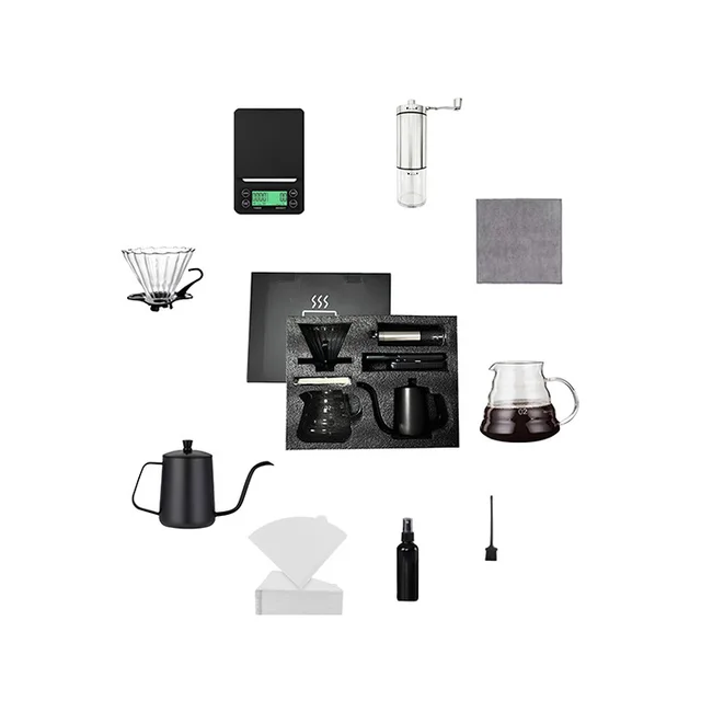 Storage Travel Hand Brewing Coffee Pot Set Hand Grinding Coffee Pot Full Set of Utensils Filter Cup Hand Brewing Pot Combination 5