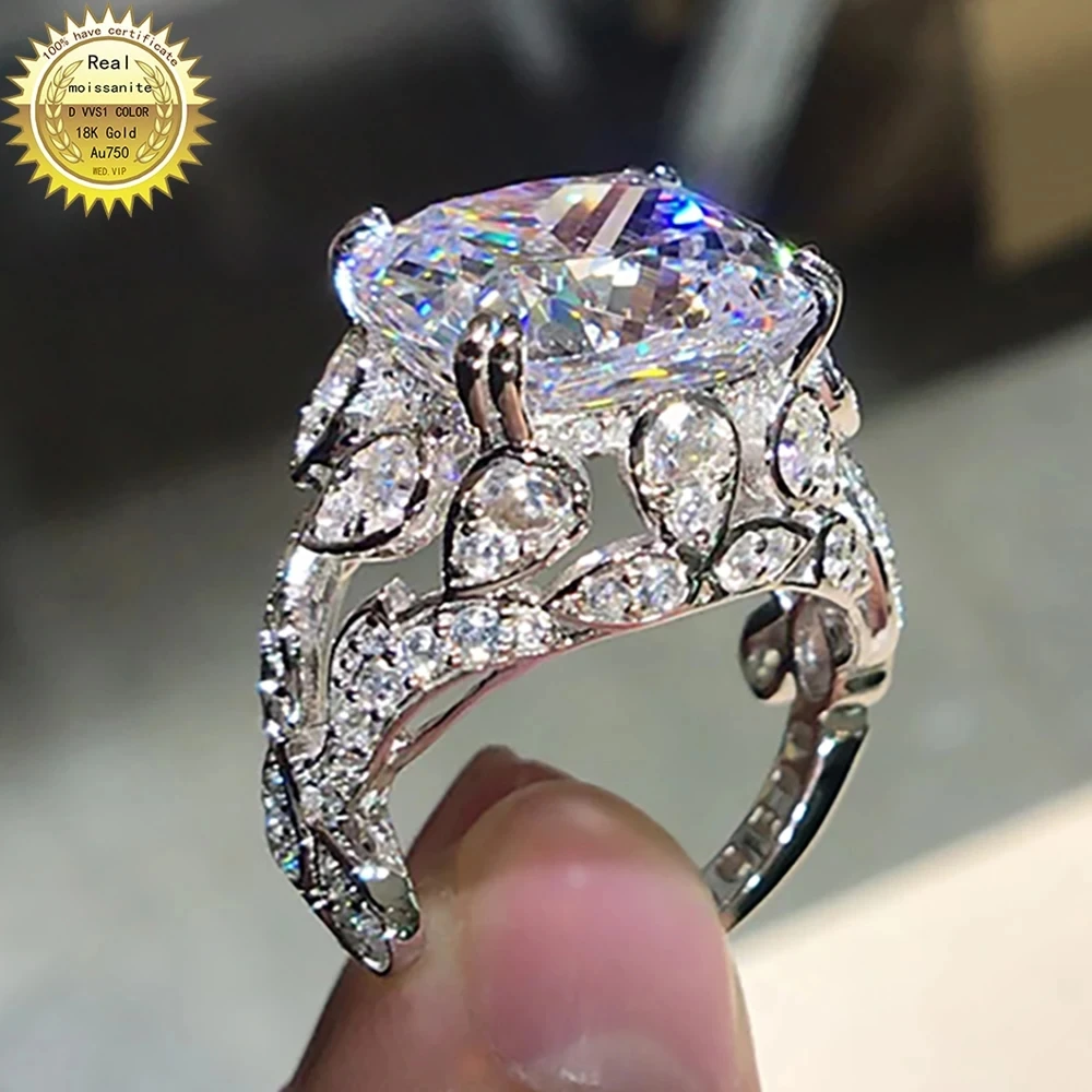 

1 2 3 4 5 Carat Au375 9K White Gold RingWomen Wedding Party Engagement Ring DVVS1 Cushion Moissanite Diamond Ring Classic Trend