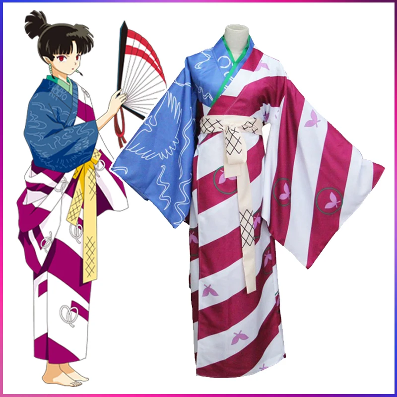 

Anime Inuyasha Kagura Cosplay Costumes Dress Kimono Uniform Women Robe Outfit