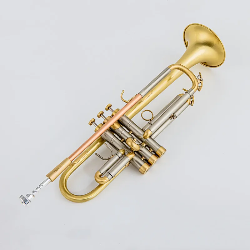 LR180S37 Trumpet Bb Flat Brass Gold-painted Exquisite Durable Brass Musical Instrument with Trumpet Mouthpiece Gloves Strap Case