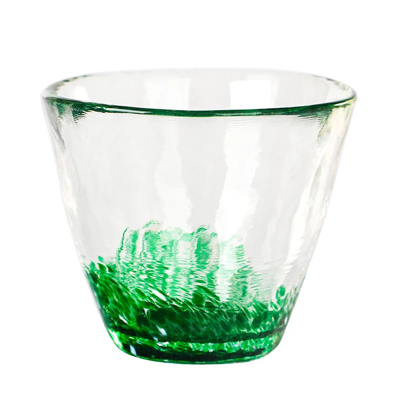 Handmade Colorful Glass Tea Cup 170ML Creative Tea Tasting Glasses Hammer Patterned Crystal Japanese Sake Cup Kongfu Mug