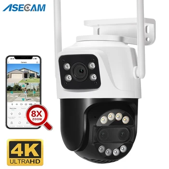 ASECAM 12MP 6K Wifi Telecamera 8X Zoom Doppio Schermo Ai Rilevamento Umano Auto Tracking CCTV Telecamera di Sorveglianza di Sicurezza Esterna iCSee