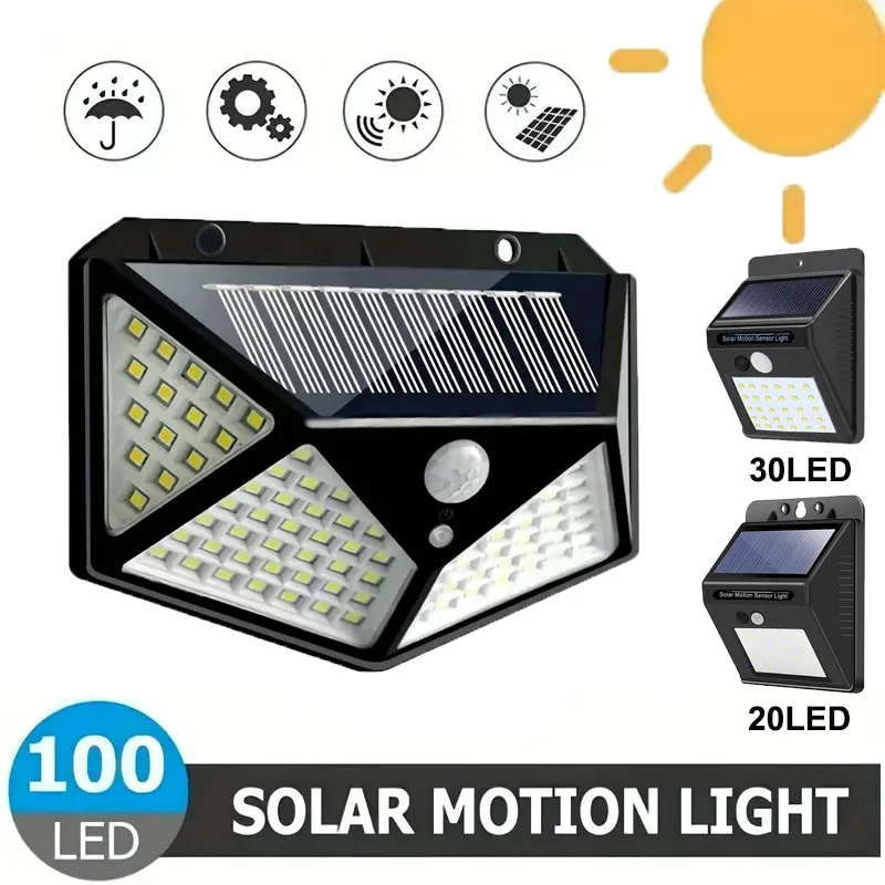 LED 태양광 벽 조명, 모션 센서, 방수 야외 정원 태양광 램프 장식 스포트라이트, 20/30/100