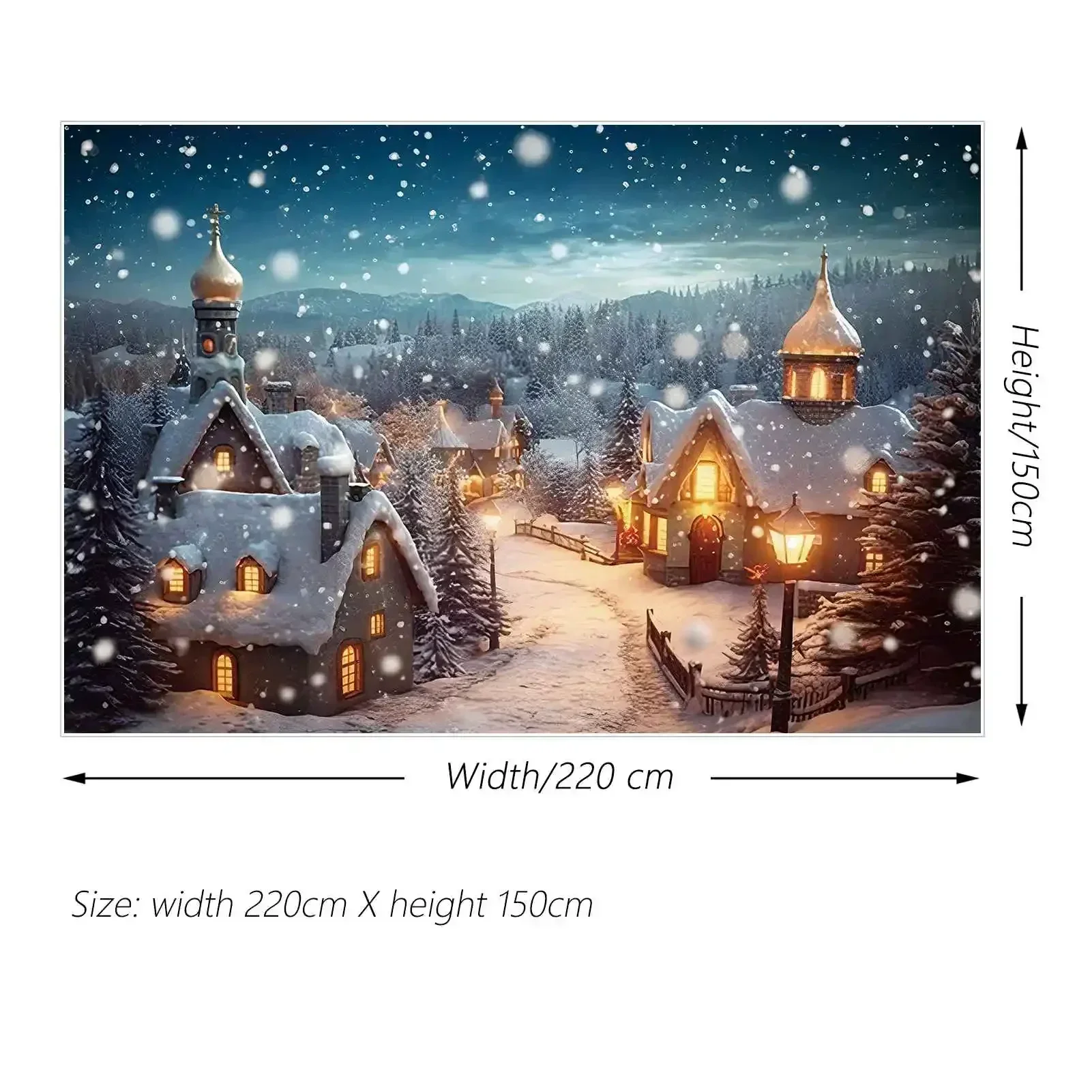 Qg-decorações de Inverno Snow Mountain Town Backdrop Natal Village Decor Photo Studio Fundo Férias Fotografia Prop Lua. - Image 2