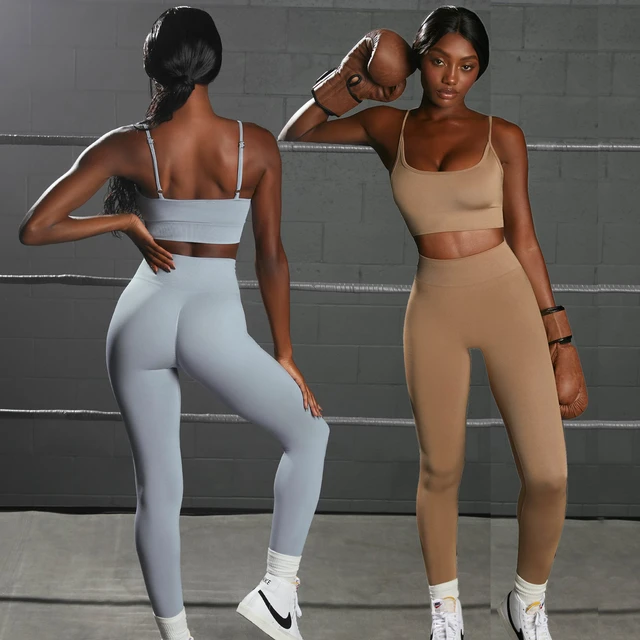 High Waist Hip Raising Leggings Sexy Sling Bra Vest Women's Yoga Wear Two  Piece Suit Sexy