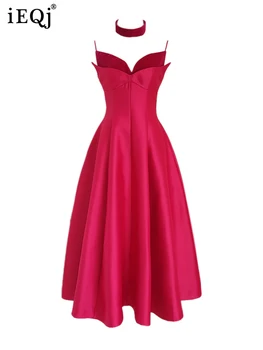 IEQJ-فساتين حريمي مخملية فرنسية بحمالة خصر عالي ، نحيف ، سوينغ كبير ، فستان سهرة متين ، ملابس جديدة ، 3WQ8778 ، 2023 1