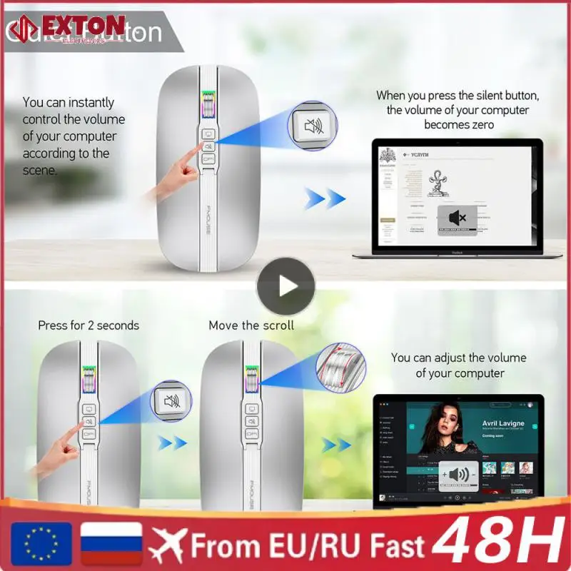 Mouse Wireless Dual Mode 2.4G 1600Dpi Type-C Mouse Ergonomici Silenziosi Ricaricabili Per Laptop Pc Gaming Mouse Gamer