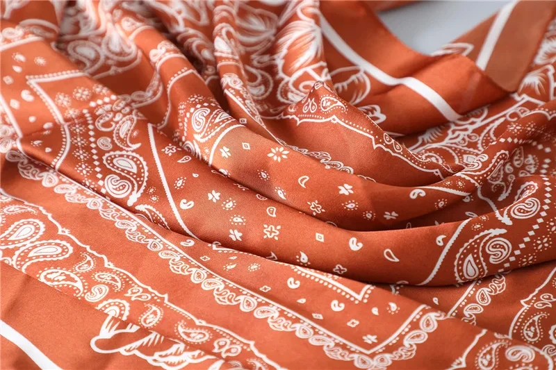 Luxus Blumen druck quadratischen Seiden schal für Frauen Hijab Haar bänder 70cm Halstuch weibliche Satin Schal Band Stirnband – Detail 24