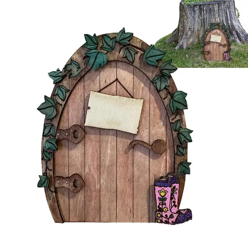 

Gnome Door Christmas Mini Garden Wood Outdoor Fairy Garden Door Miniature Fairy For Trees Decoration Fairies Sleeping Door And