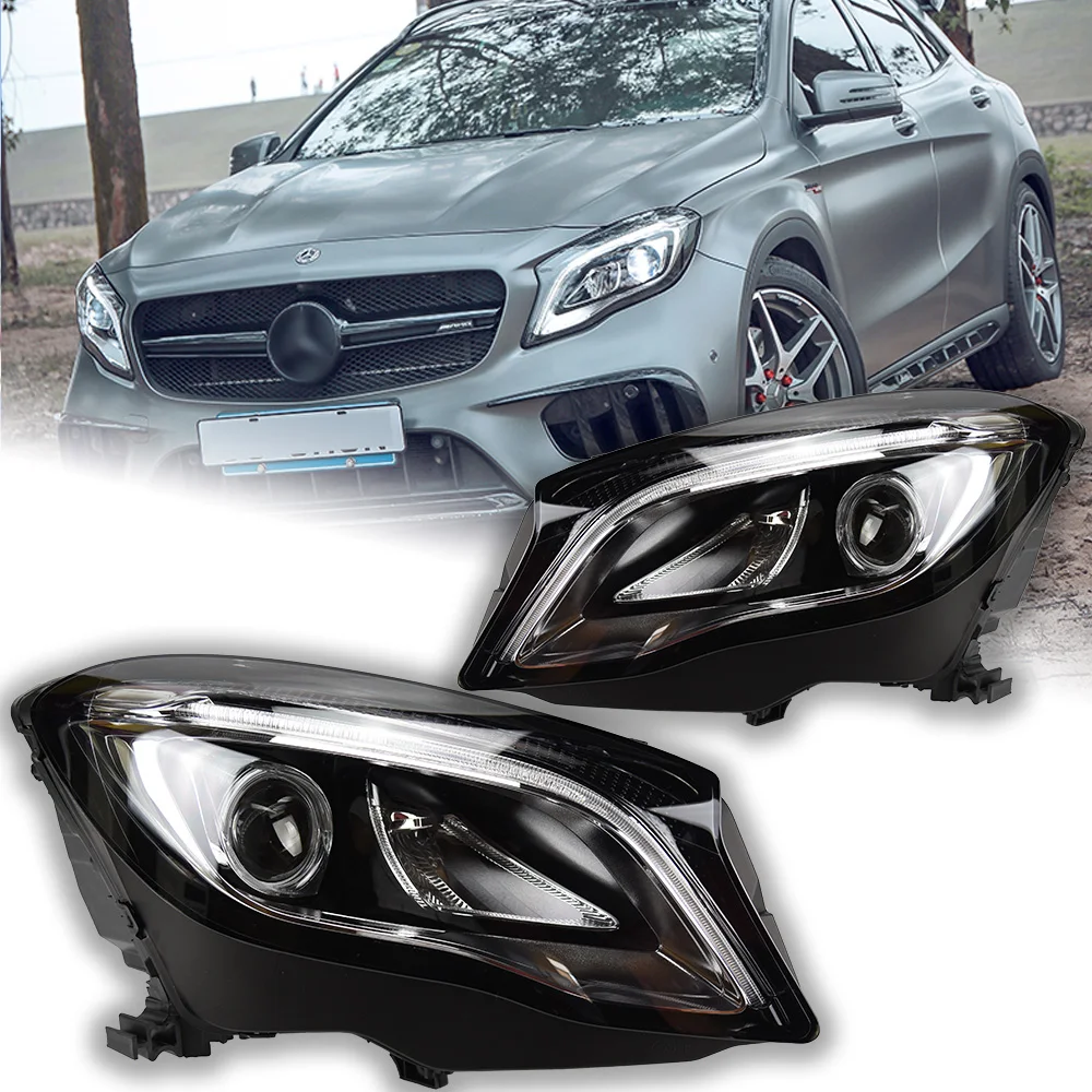 

AKD автостайлинг фары для Benz GLA фары 2015-2019 GLA200 GLA180 светодиодный ные фары LED DRL Hid Биксеноновые автомобильные аксессуары