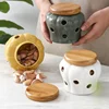 Kitchen Ventilation Storage Tank Pumpkin Jar Hollow Out Ceramic Storage Tank Garlic Ginger Dried Chili Pepper Storage  Jars 1