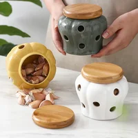 Kitchen Ventilation Storage Tank Pumpkin Jar Hollow Out Ceramic Storage Tank Garlic Ginger Dried Chili Pepper Storage  Jars 1