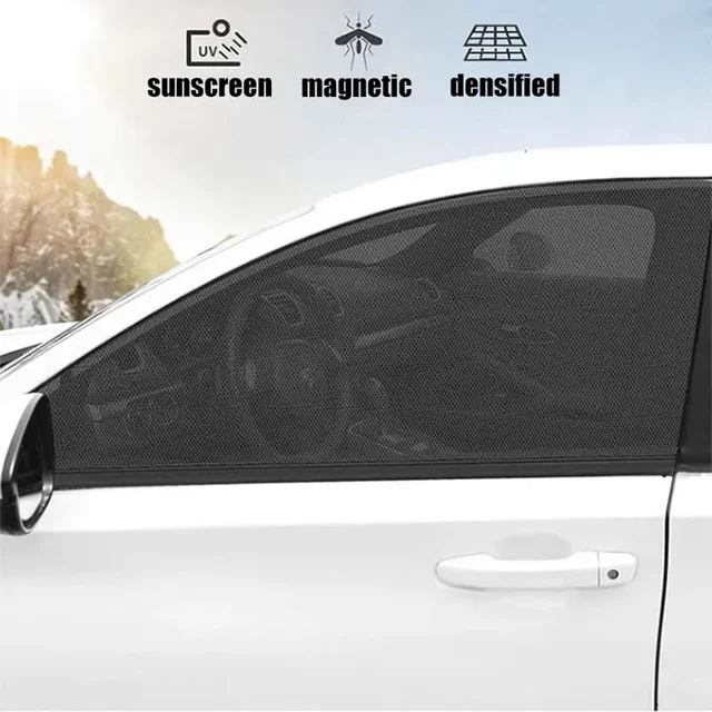 Ensemble de rideaux pare-soleil et anti-moustiques pour fenêtre complète de voiture, 4 pièces, rideaux universels pour voiture, accessoires pratiques 5