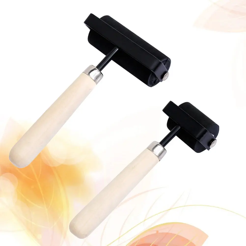 2Pcs 고무 잉크 롤러 경량 간편 그립 나무 손잡이 부드러운 인쇄 스탬핑 조각 블록 잉크 도구 청소 가능