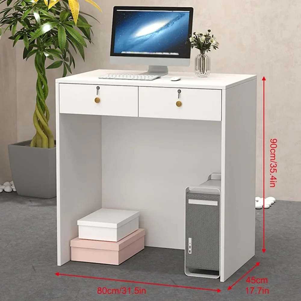 Reception Desk for Small Spaces, Modern Retail Counter Checkout, Front Counter Desk with Lockable Drawer, for Lobby,Beauty Salon 2