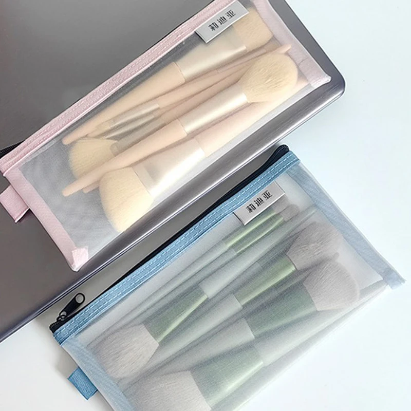 Make-up-Beutel Lippenstift Make-up Pinsel Aufbewahrung taschen Student transparente Mesh Bleistift Fall ins Reise Kosmetik Veranstalter – Detail 7