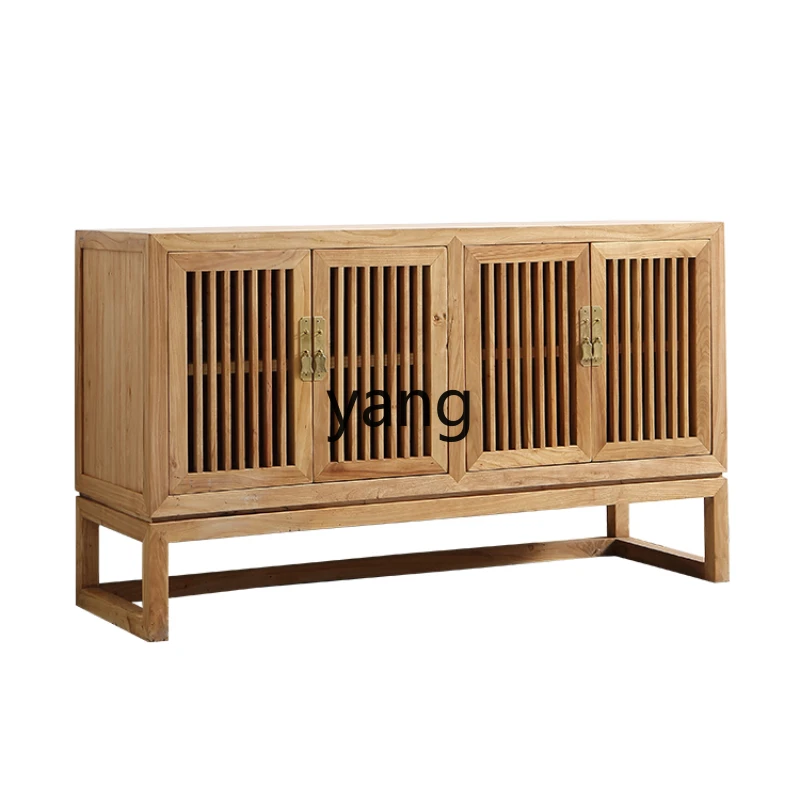 

LXL New Chinese Style Shoe Cabinet Old Elm Hallway Solid Wood TV Furniture Dining Edge Entrance Cabinet Paint-Free