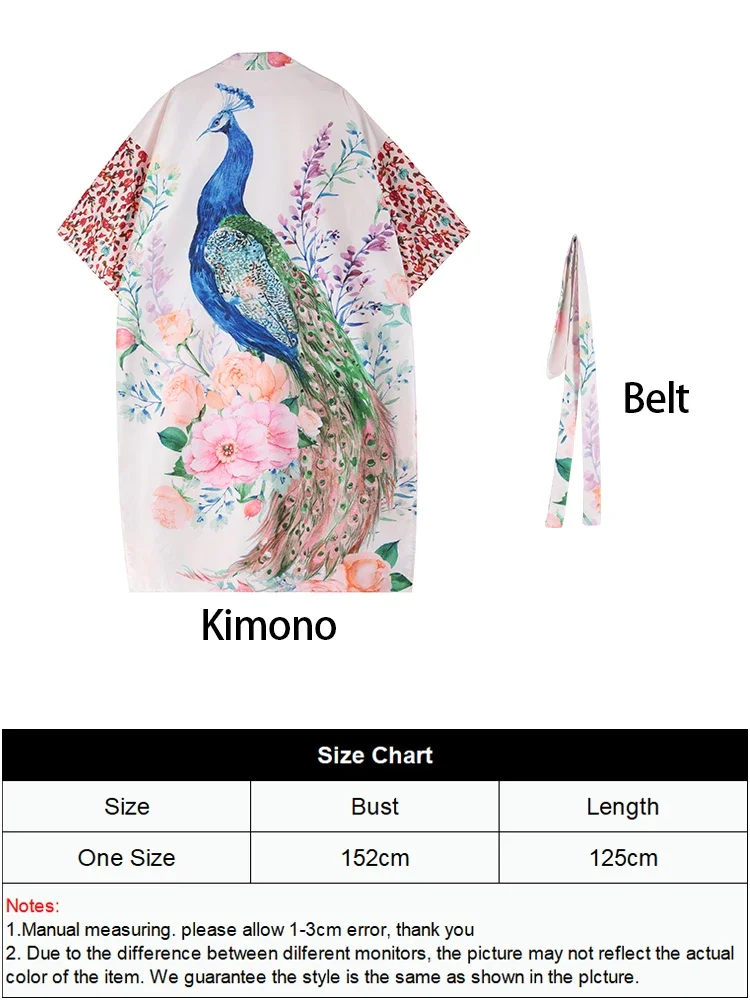 Summer Kimono Swim Cover up for Women Robe Peocock Printed Cardigan Swimsuit Bikini Coverups Long Beach Dress Bathing Suit
