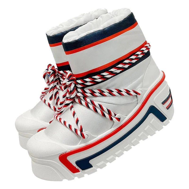 

Женские ботинки с вышивкой, теплые зимние ботинки на толстой платформе, с принтом, с надписью, 2023