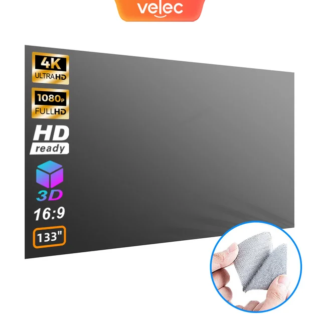 Velec Portable Projector Screen Simple Anti-Light 80/120 Inches Projection Screens For Home Outdoor Office Projector Accessories