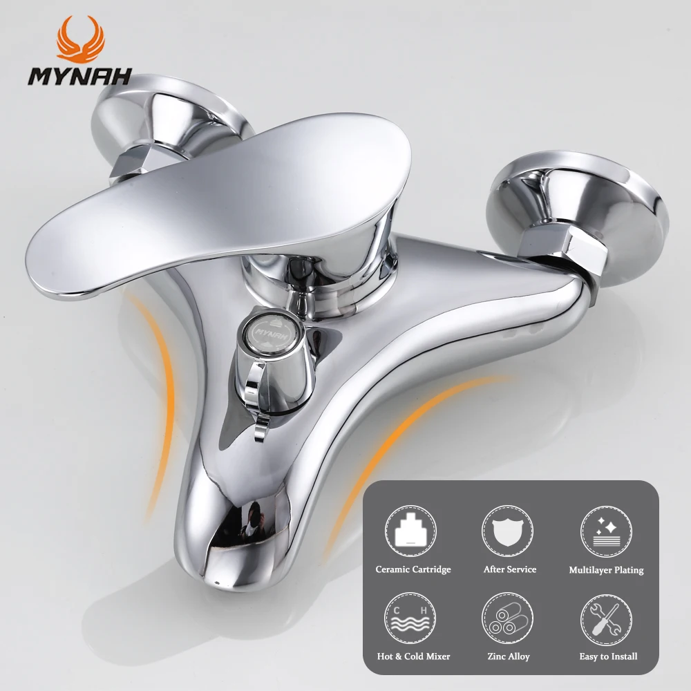 Shower Set Bathtub Faucet Shower Faucet MYNAH Bathtub Faucet Unique Styling Shower Faucets Bathroom Mixer Chromed Wall Mounted Bathtub Water Taps