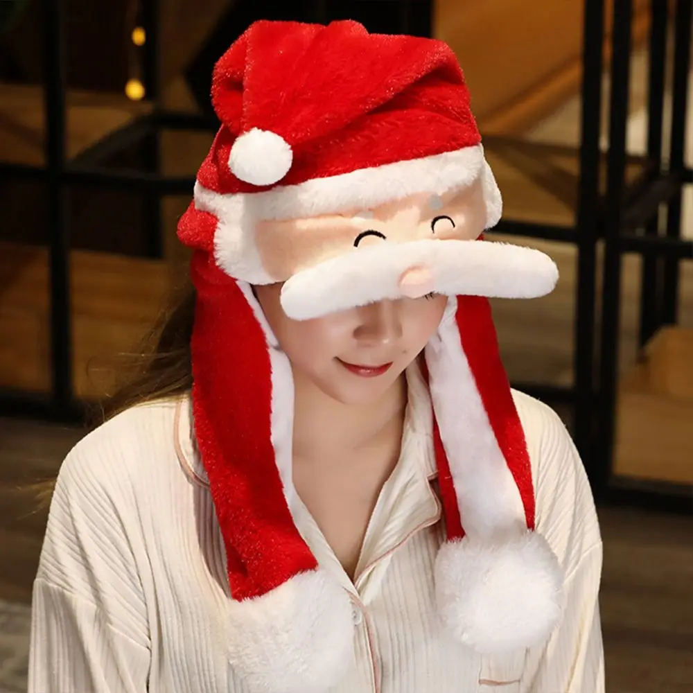 

Creative Kawaii Adults Cosplay Christmas Party Ear Moving Hat Santa Game Hat Novelty Cap Jumping Up Cap