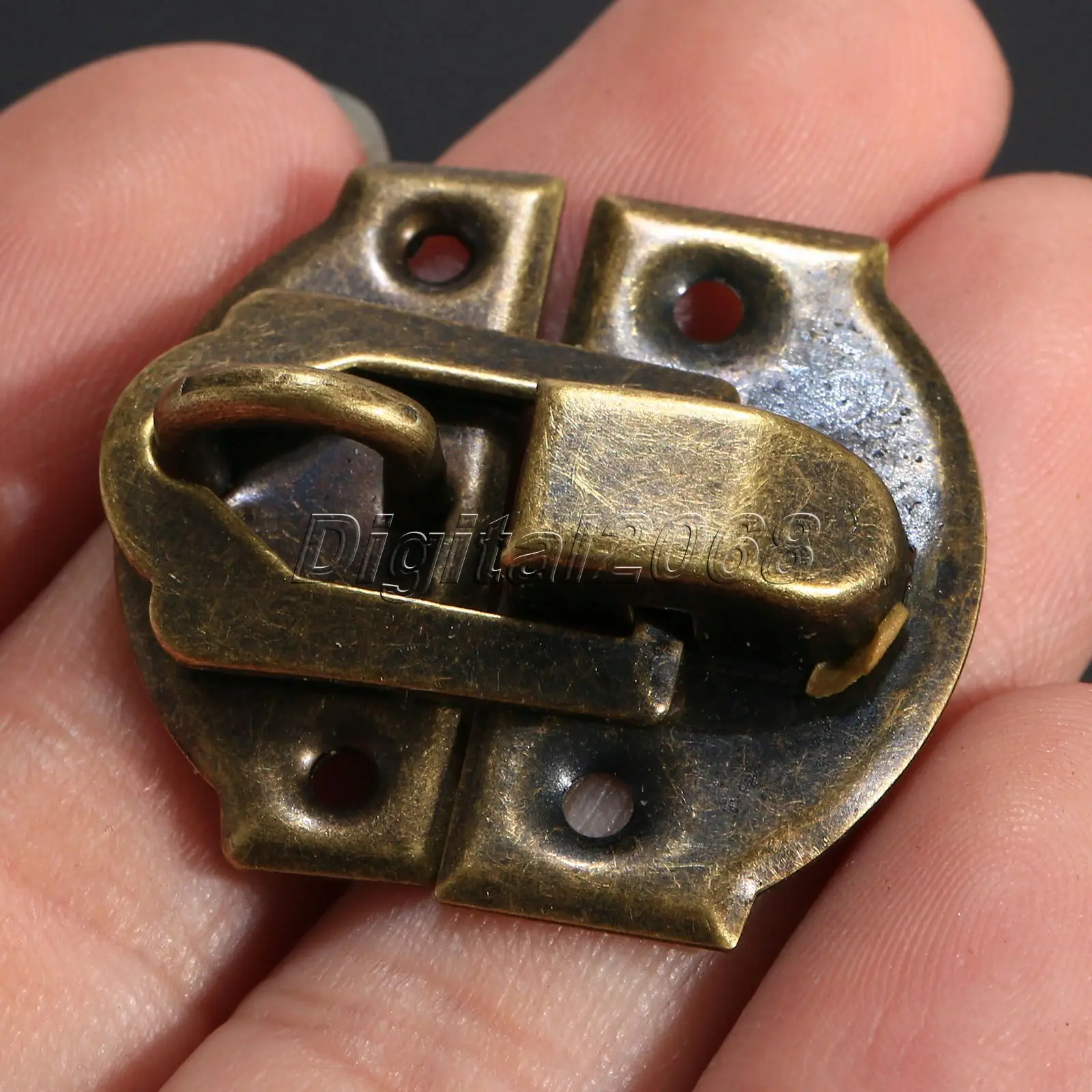 Antique Brass Decorative Hasps Jewelry Cabinet Gift Wine Wooden Box Suitcase Iron Hasp Latch Lock Hook 27x29mm 12pcs