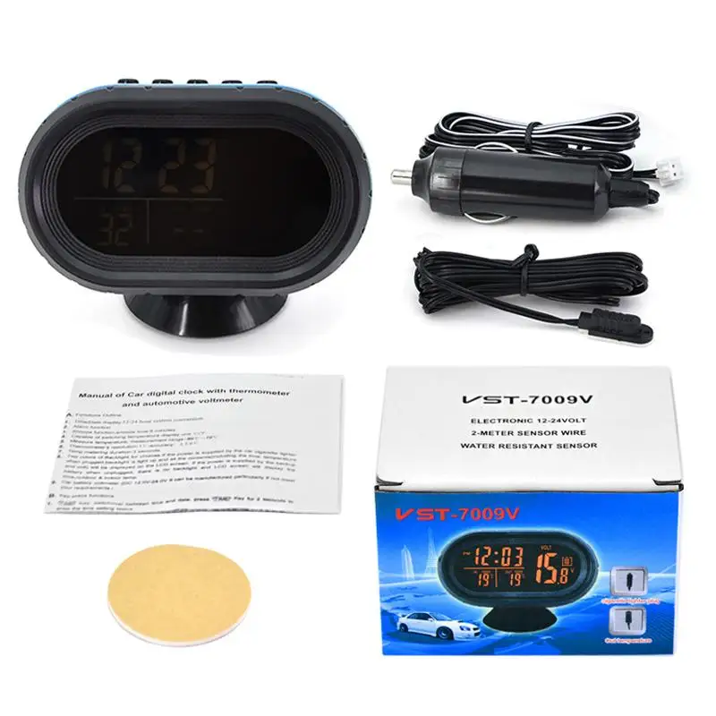 LED Digital Car Clock Thermometer Voltmeter Voltage Luminous Electronic car  Clock watch Auto electronic interior accessories