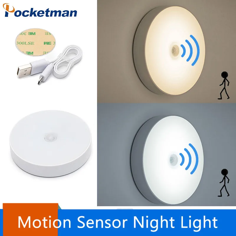 

Pocketman LED Night Light Mini Round Light Sensor Control No Flicker Nightlight Wall Lamp For Children Kids Kitchen Bedroom
