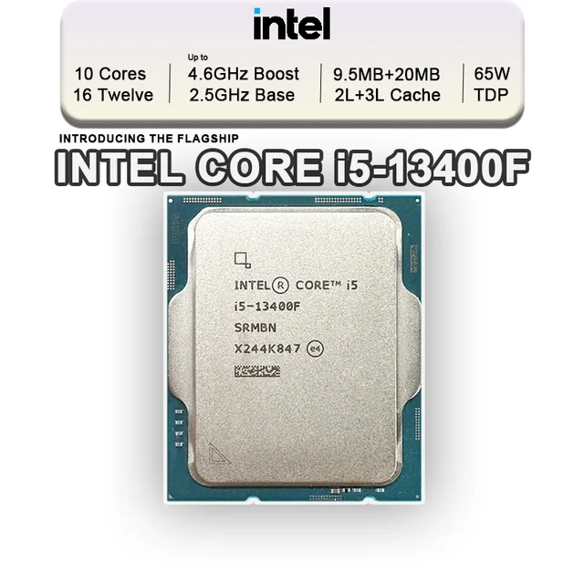 Intel Core i5 13400F CPU Processor New i5-13400F 2.5 GHz 10-Core 16-Thread 65W LGA 1700 2