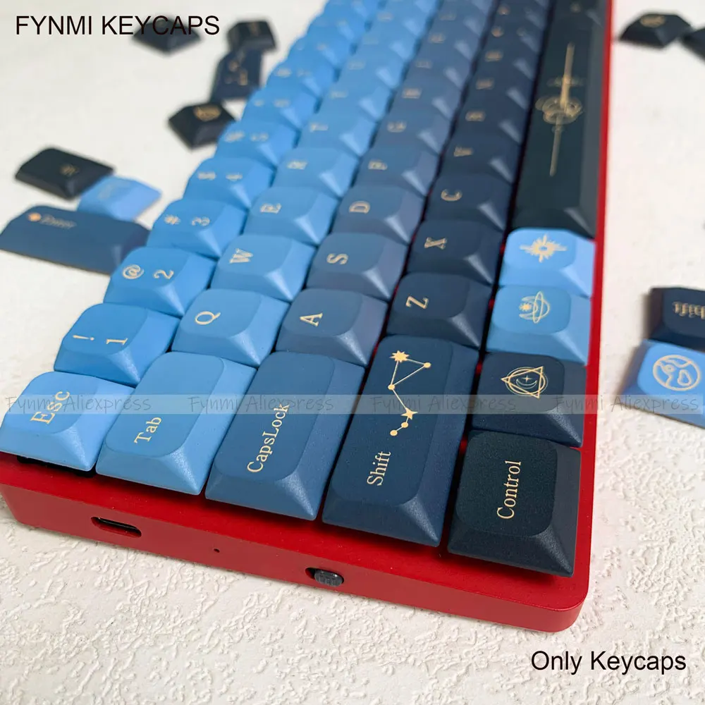 Fynmi 별자리 테마 로우 프로파일 126키 키캡 ANSI 키캡 PBT 키캡 기계식 키캡용 염료승화 프린팅