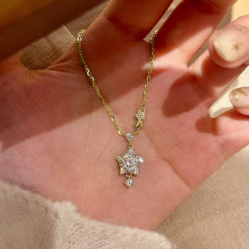 Rrjzz 6.5mm 1.0ct 라운드 D 컬러 모이사나이트 펜던트 목걸이 여성용 럭셔리 스파클링 드리미 스타 썬 샤이니 목걸이 쥬얼리
