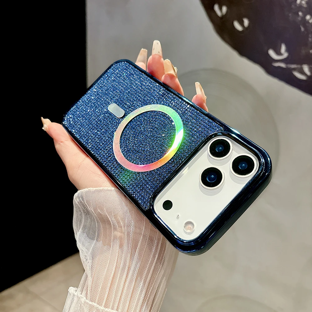 Luxury Diamond Bling Glitter Sequin Plating Magnetic Case Cover