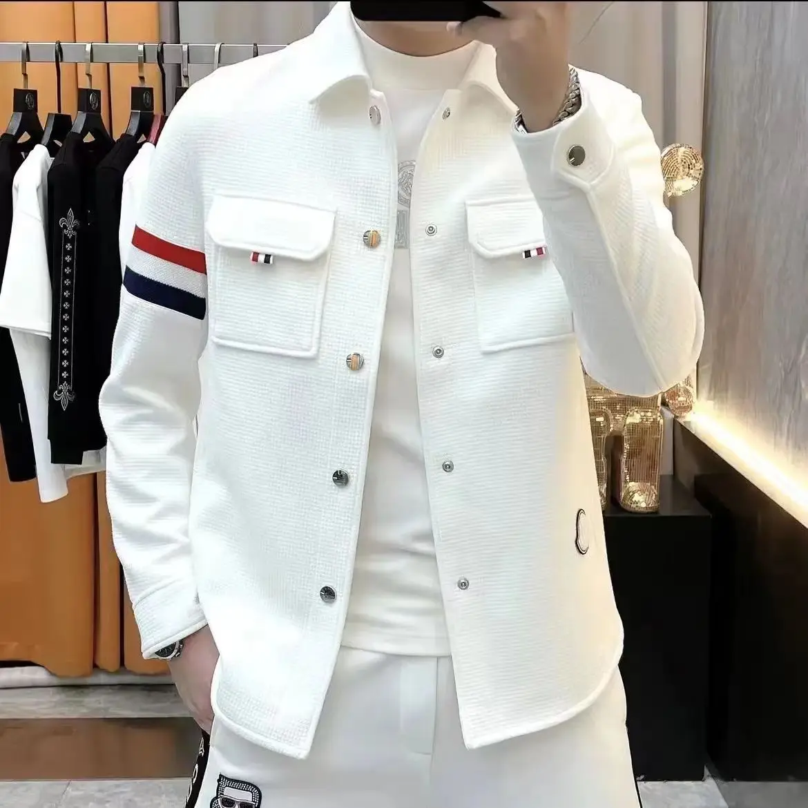 

Men's Autumn and Winter Fashion Flip Collar Jacket Top Men's Outwear New Product Coat Men's Spring and Autumn Shirt Outer C