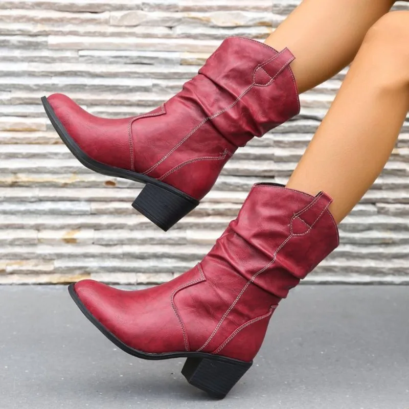 Women Chelsea Ankle Boots 2023 New Winter Chunky Mid Heels Shoes Designer Sexy Party Pumps Gladiator Goth Motorcycle Snow Botas